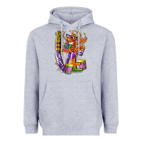 Heather Grey Mardi Gras love Heavyweight Hoodie - LillyAllenDesigns