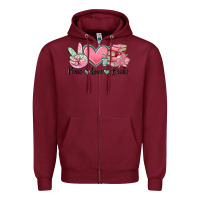 Burgundy peace love books Zipper Hoodie - MaliasSmallBusiness