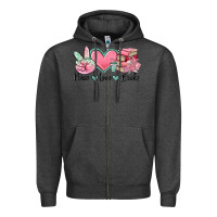 Charcoal Heather peace love books Zipper Hoodie - MaliasSmallBusiness