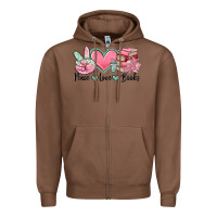 Chestnut peace love books Zipper Hoodie - MaliasSmallBusiness