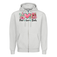 Dove Grey peace love books Zipper Hoodie - MaliasSmallBusiness