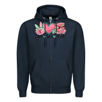 Navy peace love books Zipper Hoodie - MaliasSmallBusiness