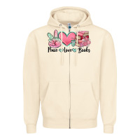 Sandshell peace love books Zipper Hoodie - MaliasSmallBusiness