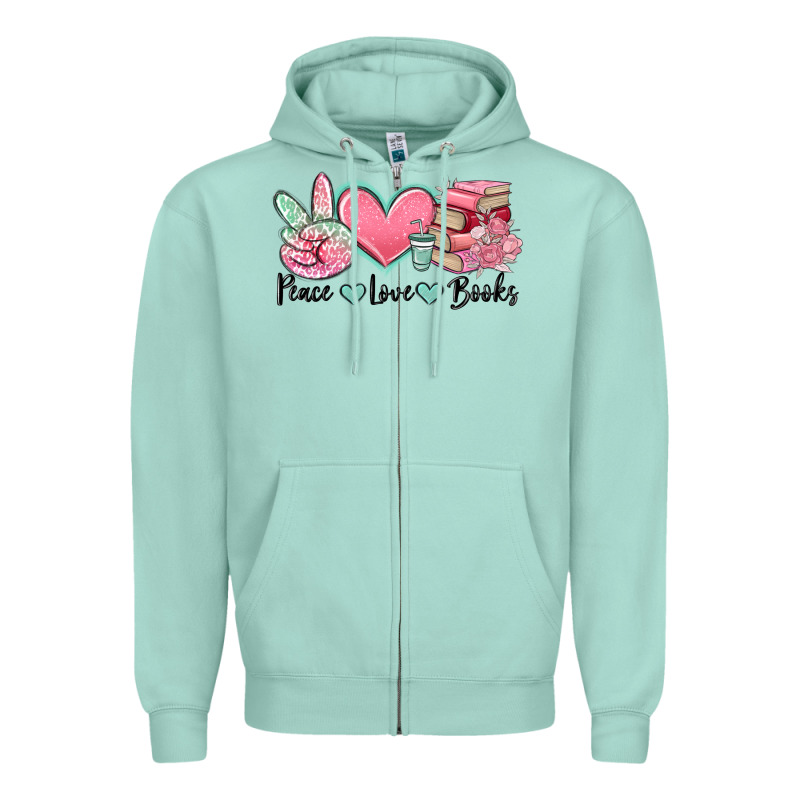 Peace Love Books Zipper Hoodie by MaliasSmallBusiness | Teevron