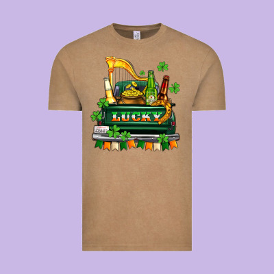Lucky Truck With Flags And Beers Vintage Tee Designed By Adodesignshop