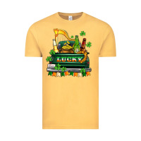 Vintage Mustard lucky truck with flags and beers Vintage Tee - AdoDesignShop