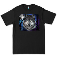 Black wolf and full moon Premium Tee - RanaPortraitStore