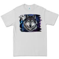 Dove Grey wolf and full moon Premium Tee - RanaPortraitStore