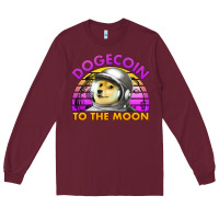 Burgundy doge coin to the moon 80's retro sunset Long Sleeve Tee - Jasminsmagicworld