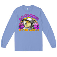 Colony Blue doge coin to the moon 80's retro sunset Long Sleeve Tee - Jasminsmagicworld