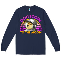 Navy doge coin to the moon 80's retro sunset Long Sleeve Tee - Jasminsmagicworld