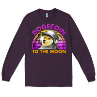 Plum doge coin to the moon 80's retro sunset Long Sleeve Tee - Jasminsmagicworld