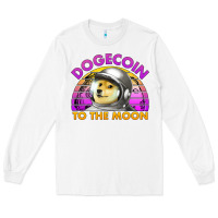 White doge coin to the moon 80's retro sunset Long Sleeve Tee - Jasminsmagicworld