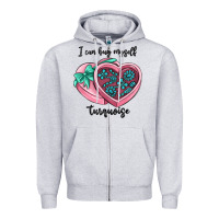 Heather Grey i can buy myself turquoise Zipper Hoodie - MaliasSmallBusiness