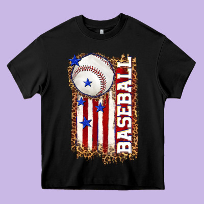 Baseball American Flag Heavy Core Tee Designed By Texasbilliewilder