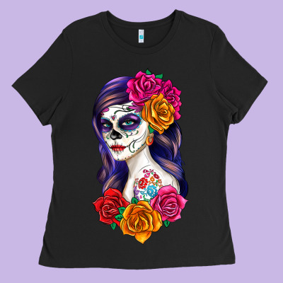 Ladies Tee sugar skull girl