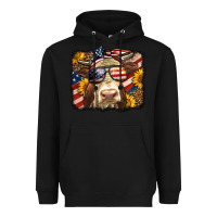 Black Western 4th Of July Cow Background Heavyweight Hoodie - LillyAllenDesigns