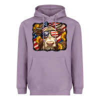 Lavender Western 4th Of July Cow Background Heavyweight Hoodie - LillyAllenDesigns