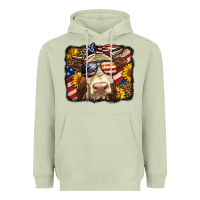 Matcha Western 4th Of July Cow Background Heavyweight Hoodie - LillyAllenDesigns