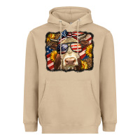 Mushroom Western 4th Of July Cow Background Heavyweight Hoodie - LillyAllenDesigns