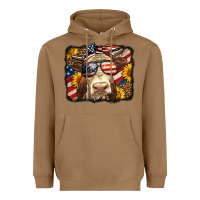 Toasted Coconut Western 4th Of July Cow Background Heavyweight Hoodie - LillyAllenDesigns