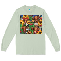 Matcha western cactus sunflower highlands cow Long Sleeve Tee - BarkalooDesign