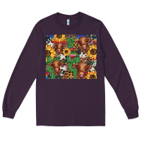Western Cactus Sunflower Highlands Cow Long Sleeve Tee | Teevron