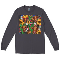 Smoke western cactus sunflower highlands cow Long Sleeve Tee - BarkalooDesign