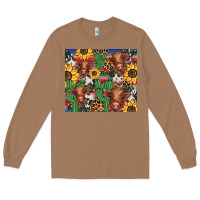 Toasted Coconut western cactus sunflower highlands cow Long Sleeve Tee - BarkalooDesign
