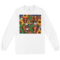 White western cactus sunflower highlands cow Long Sleeve Tee - BarkalooDesign