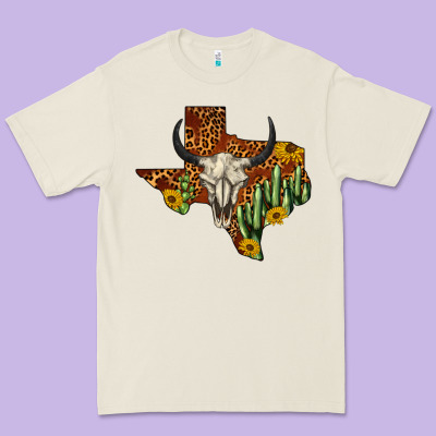 Bull Skull Texas Map Western Premium Tee Designed By Barkaloodesign