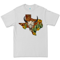 Dove Grey bull skull texas map western Premium Tee - BarkalooDesign