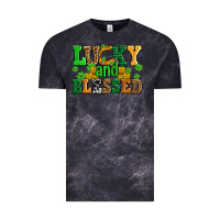 Cloud Black lucky and blessed with coins and shamrocks Vintage Tee - AdoDesignShop