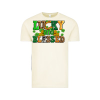 Lucky And Blessed With Coins And Shamrocks Vintage Tee | Teevron