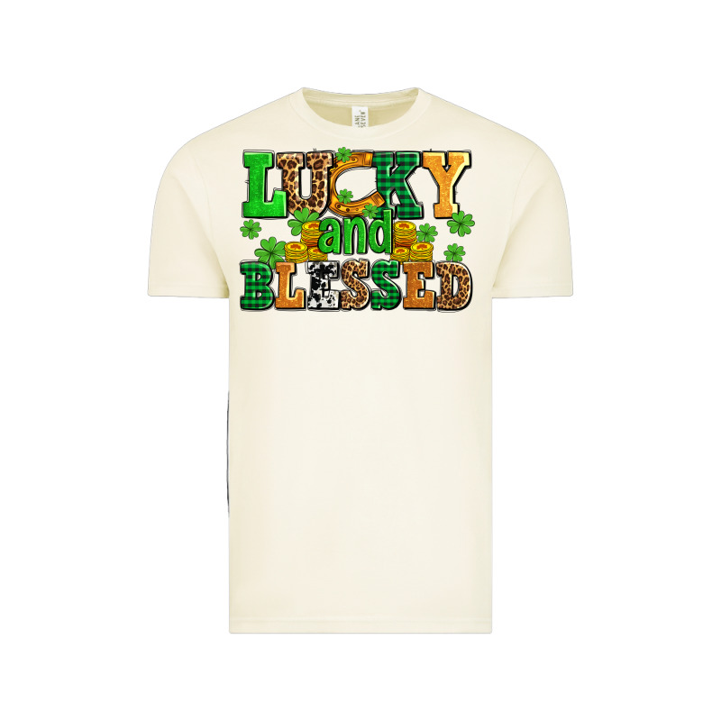 Lucky And Blessed With Coins And Shamrocks Vintage Tee by AdoDesignShop | Teevron