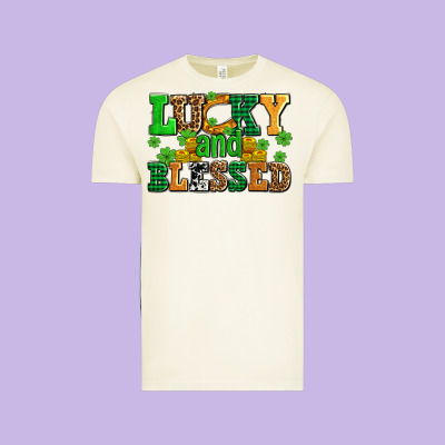 Lucky And Blessed With Coins And Shamrocks Vintage Tee Designed By Adodesignshop