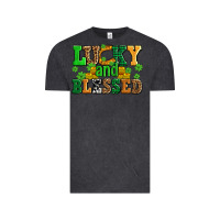 Vintage Black lucky and blessed with coins and shamrocks Vintage Tee - AdoDesignShop