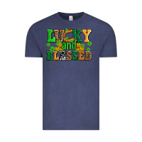 Vintage Denim lucky and blessed with coins and shamrocks Vintage Tee - AdoDesignShop