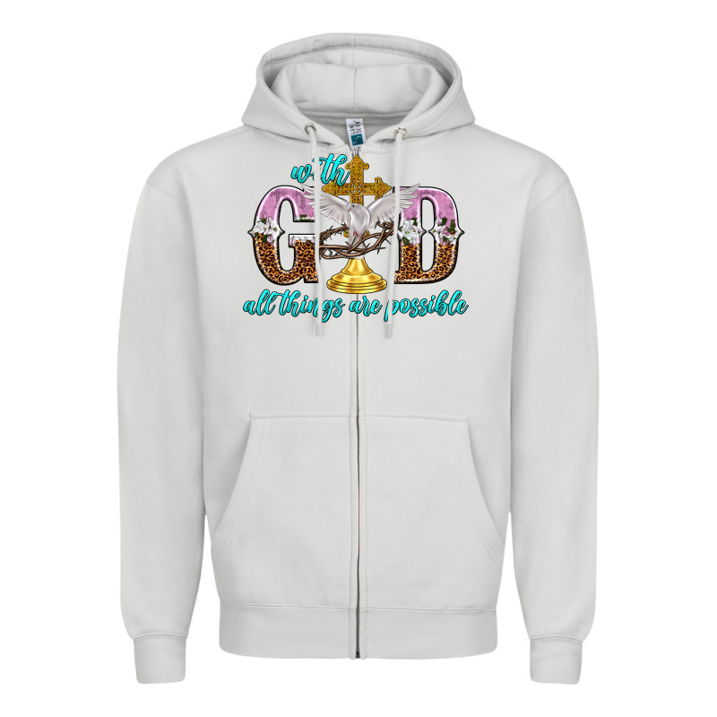 With God All Things Are Possible Zipper Hoodie by NancyCooperArtShop | Teevron