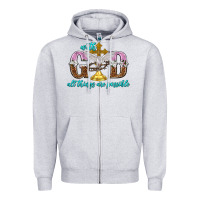 Heather Grey with god all things are possible Zipper Hoodie - NancyCooperArtShop