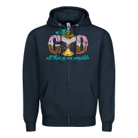 Navy with god all things are possible Zipper Hoodie - NancyCooperArtShop