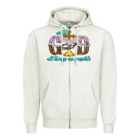 Oatmeal Heather with god all things are possible Zipper Hoodie - NancyCooperArtShop