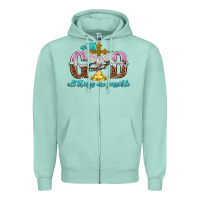 Seafoam with god all things are possible Zipper Hoodie - NancyCooperArtShop