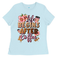 Baby Blue life begins after coffee Ladies Tee - JahusDesignShop