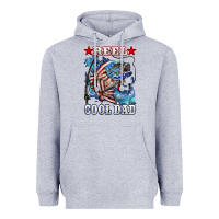 Heather Grey Reel Cool Dad Bass 4th of July Heavyweight Hoodie - LillyAllenDesigns
