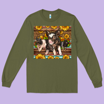 Western Cute Hampshire Pigs Long Sleeve Tee Designed By Lillyallendesigns