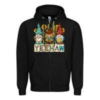 Black yeehaw with gnomies Zipper Hoodie - NancyCooperArtShop