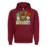 Burgundy yeehaw with gnomies Zipper Hoodie - NancyCooperArtShop