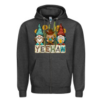Charcoal Heather yeehaw with gnomies Zipper Hoodie - NancyCooperArtShop