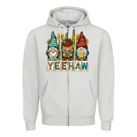 Dove Grey yeehaw with gnomies Zipper Hoodie - NancyCooperArtShop